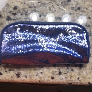 Blue glitter cosmetic bag